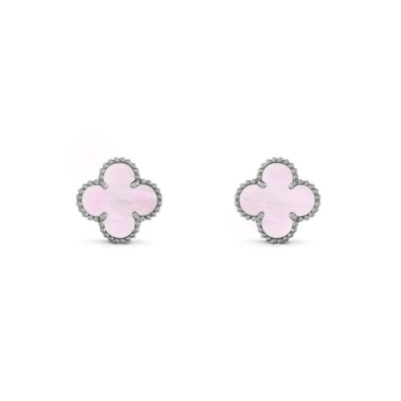 KLEEBLATT OHRRINGE | SILBER PINK