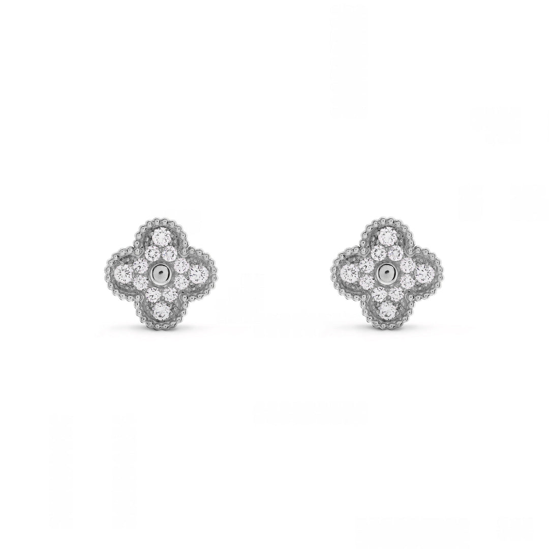 KLEEBLATT DIAMANT OHRRINGE | SILBER