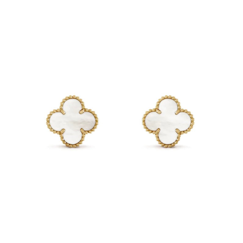 KLEEBLATT OHRRINGE | WEISS GOLD